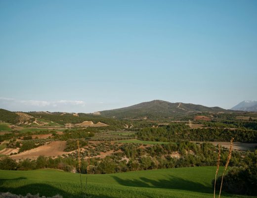 Beautiful view of the rolling hills and valleys in Dรผziรงi, Osmaniye, Tรผrkiye.